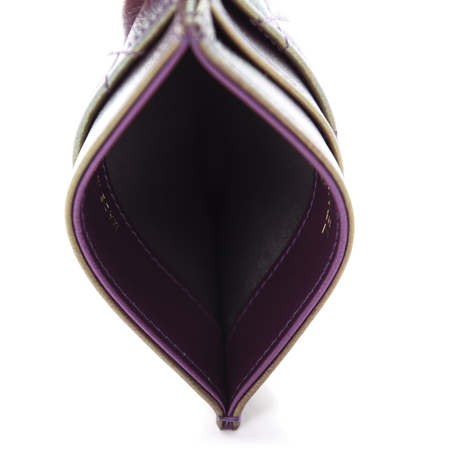 Chanel Iridescent Lambskin Quilted Card Holder Purple 5 of 9