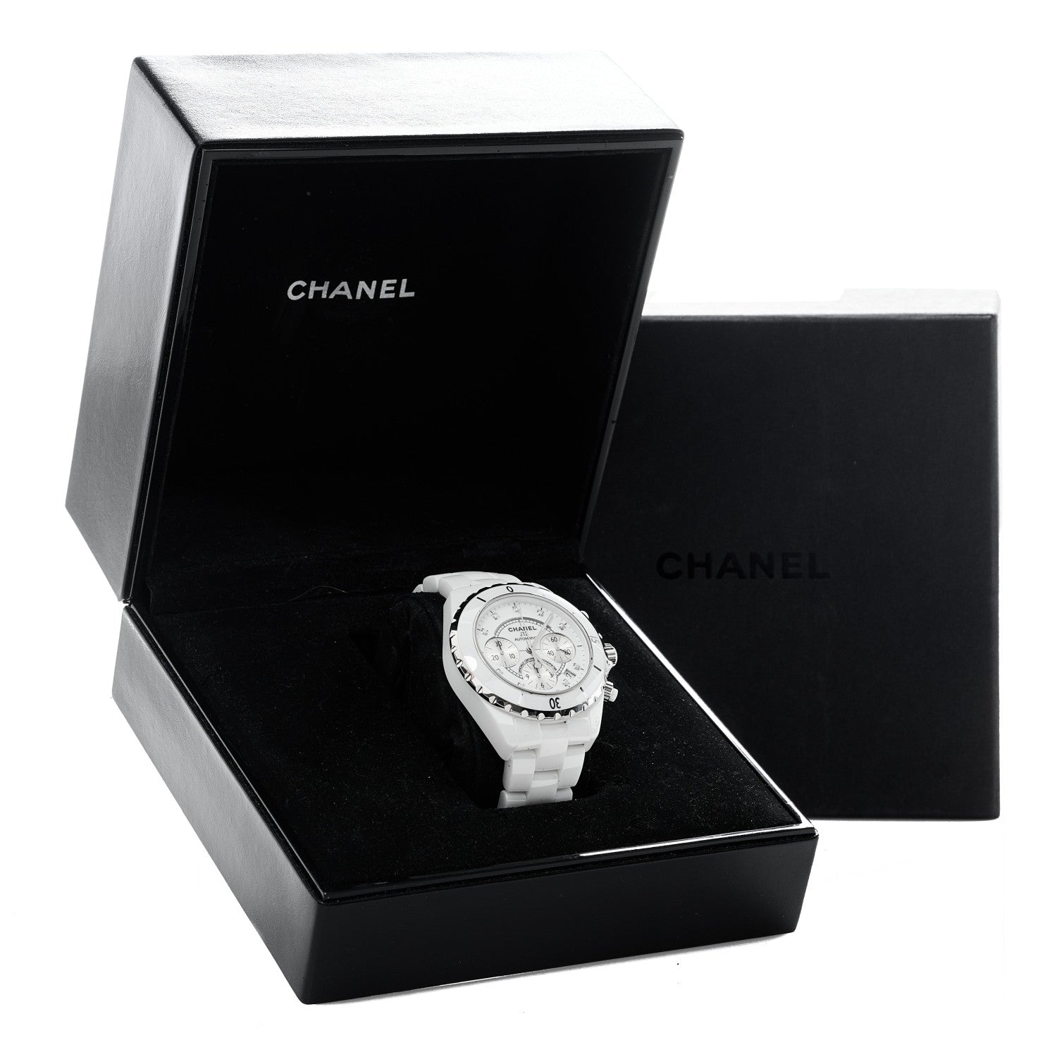 Chanel Stainless Steel Ceramic Diamond 41mm J12 Chronograph Automatic Watch White 5 of 5