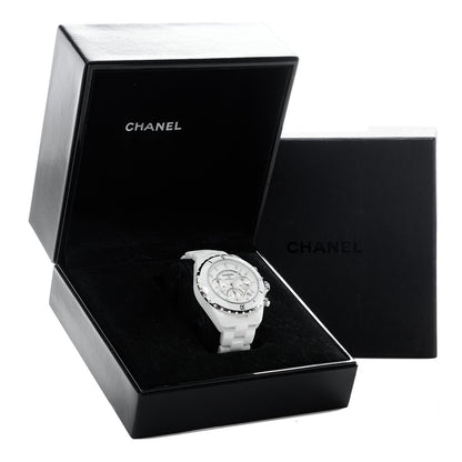 Chanel Stainless Steel Ceramic Diamond 41mm J12 Chronograph Automatic Watch White 5 of 5
