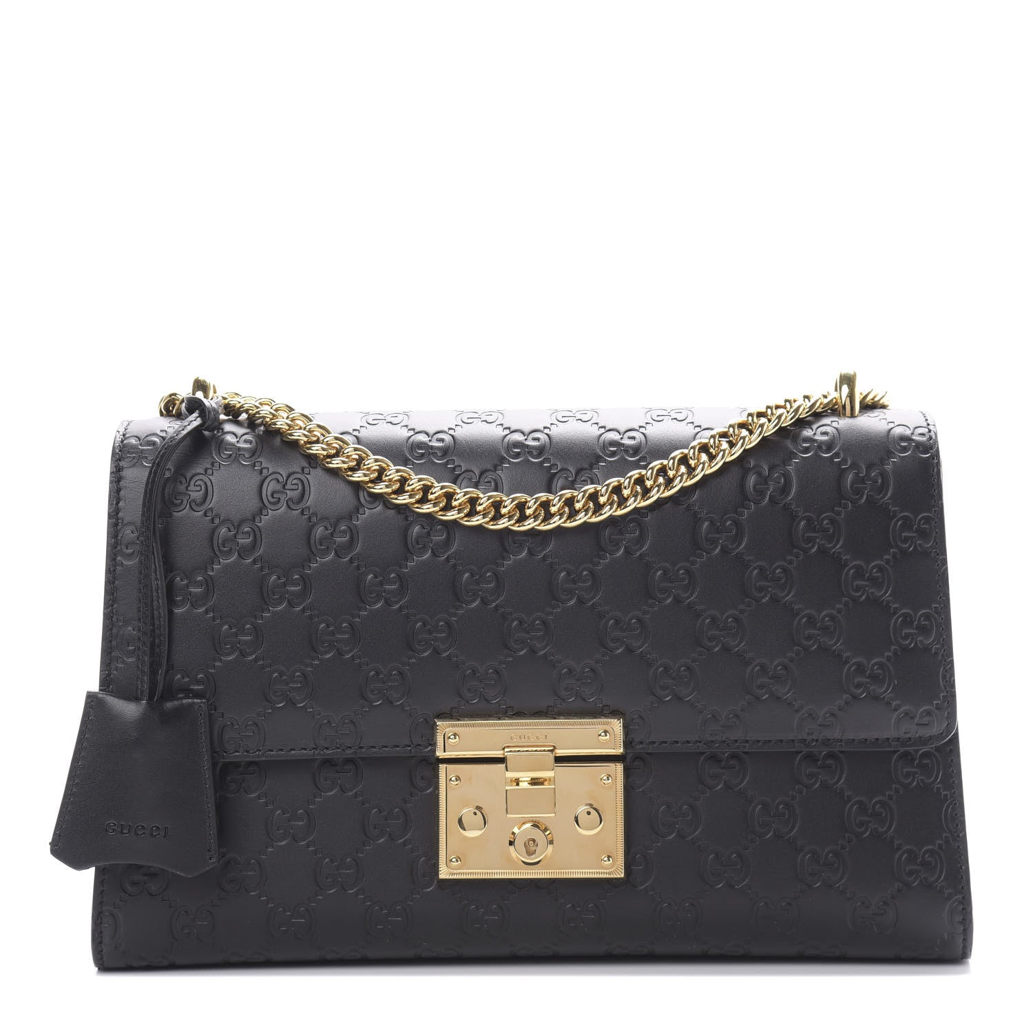 Gucci Guccissima Medium Padlock Shoulder Bag Black 1 of 11