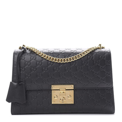 Gucci Guccissima Medium Padlock Shoulder Bag Black 1 of 11