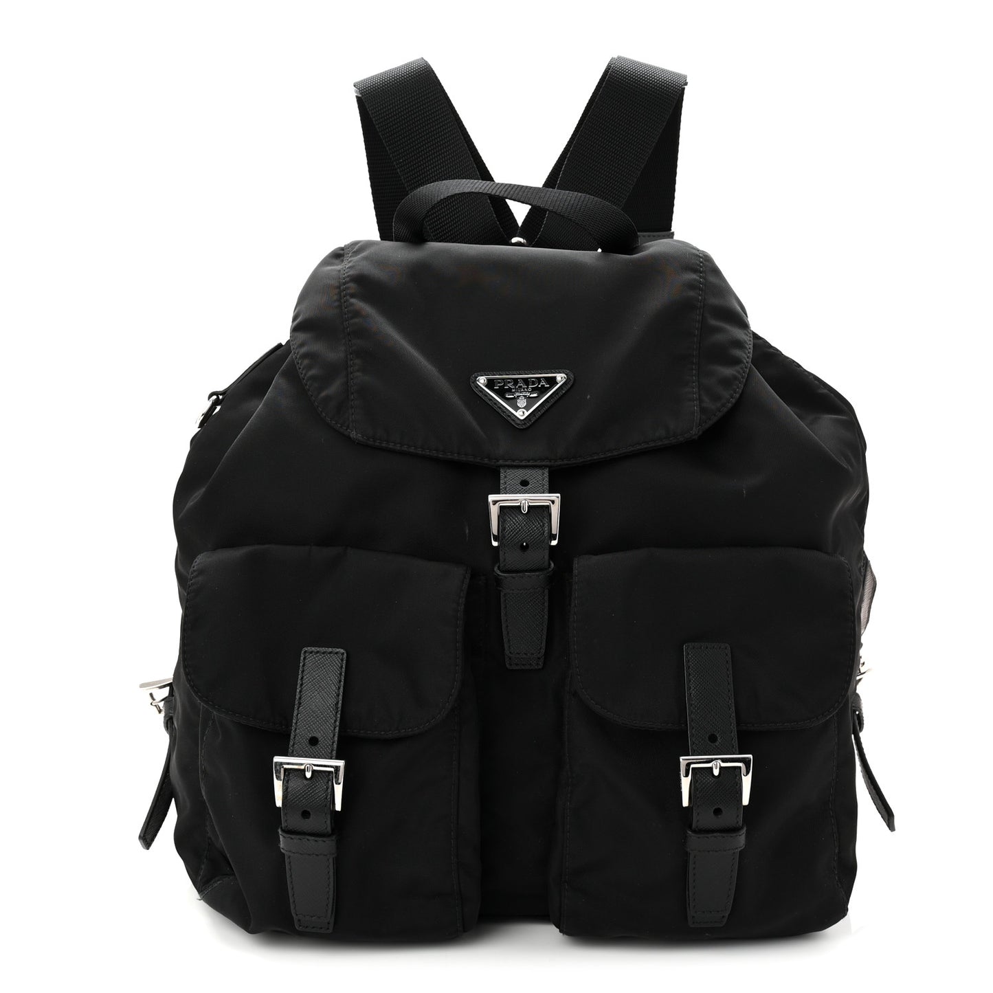 Tessuto Nylon Saffiano Medium Backpack Black
