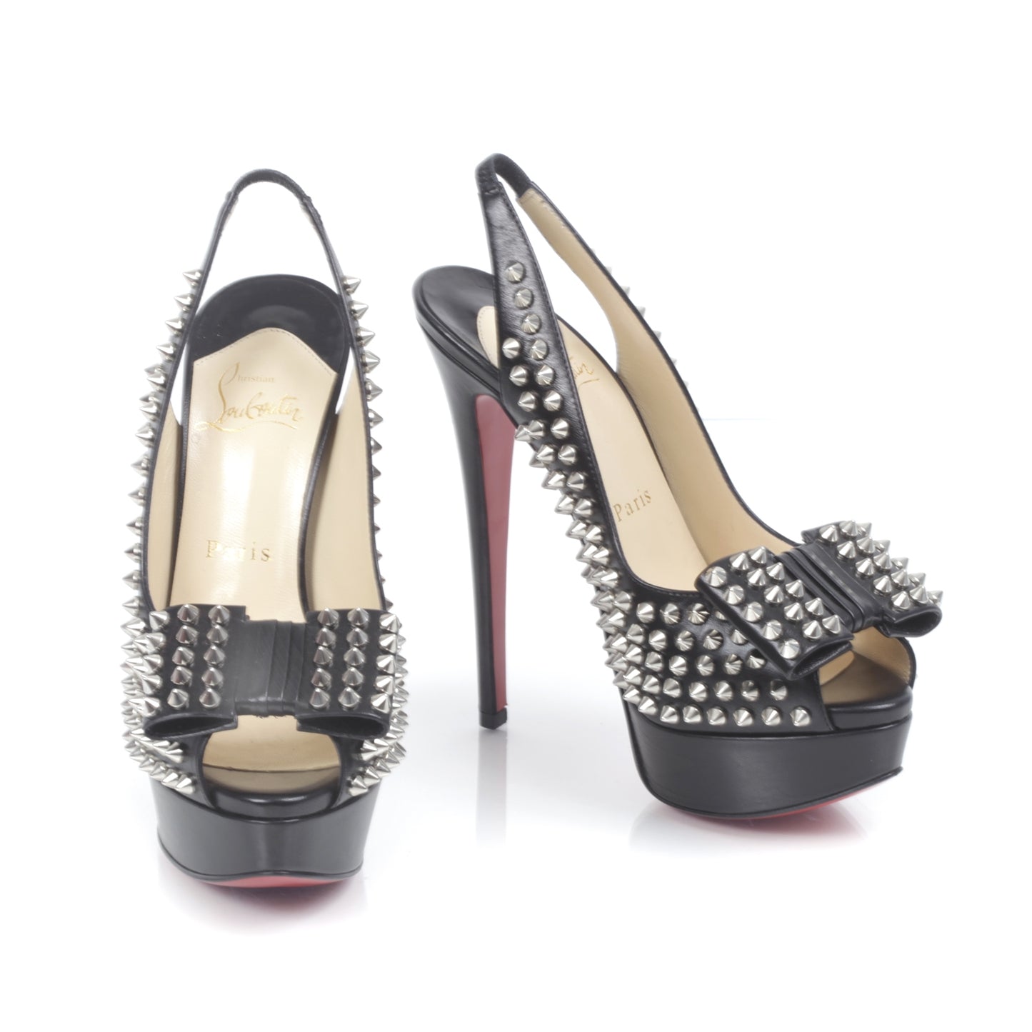 Clou Noeud 150 Studded Slingback Pumps 37 Black