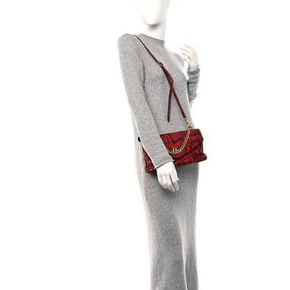 Gucci Snakeskin Medium Thiara Double Envelope Shoulder Bag Red Orange 2 of 15