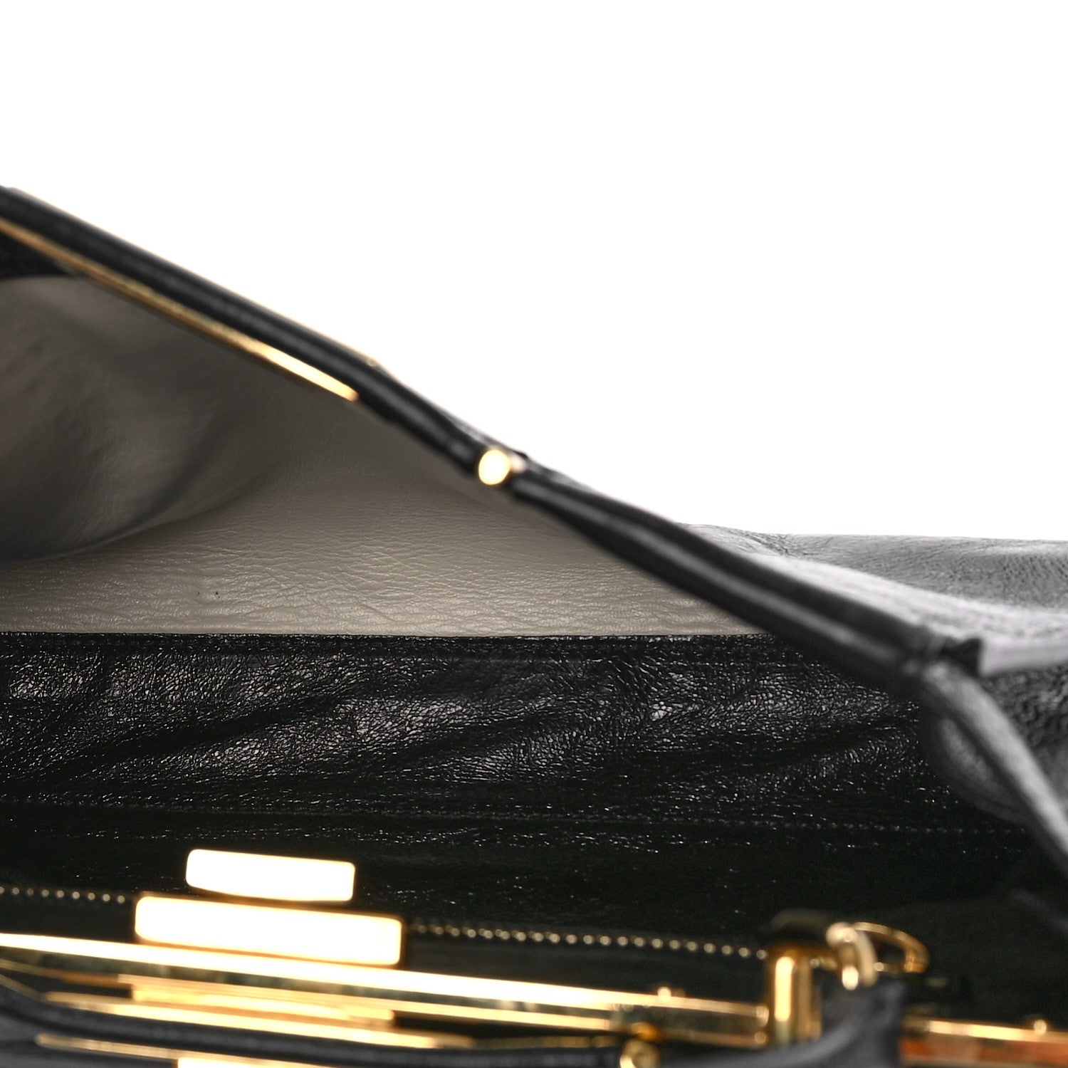Fendi Agnello Old Shine Medium Peekaboo Iconic Satchel Black 5 of 8