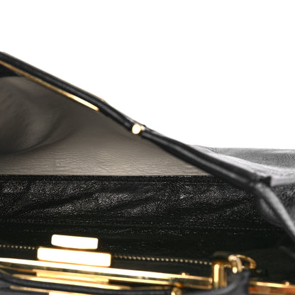 Fendi Agnello Old Shine Medium Peekaboo Iconic Satchel Black 5 of 8