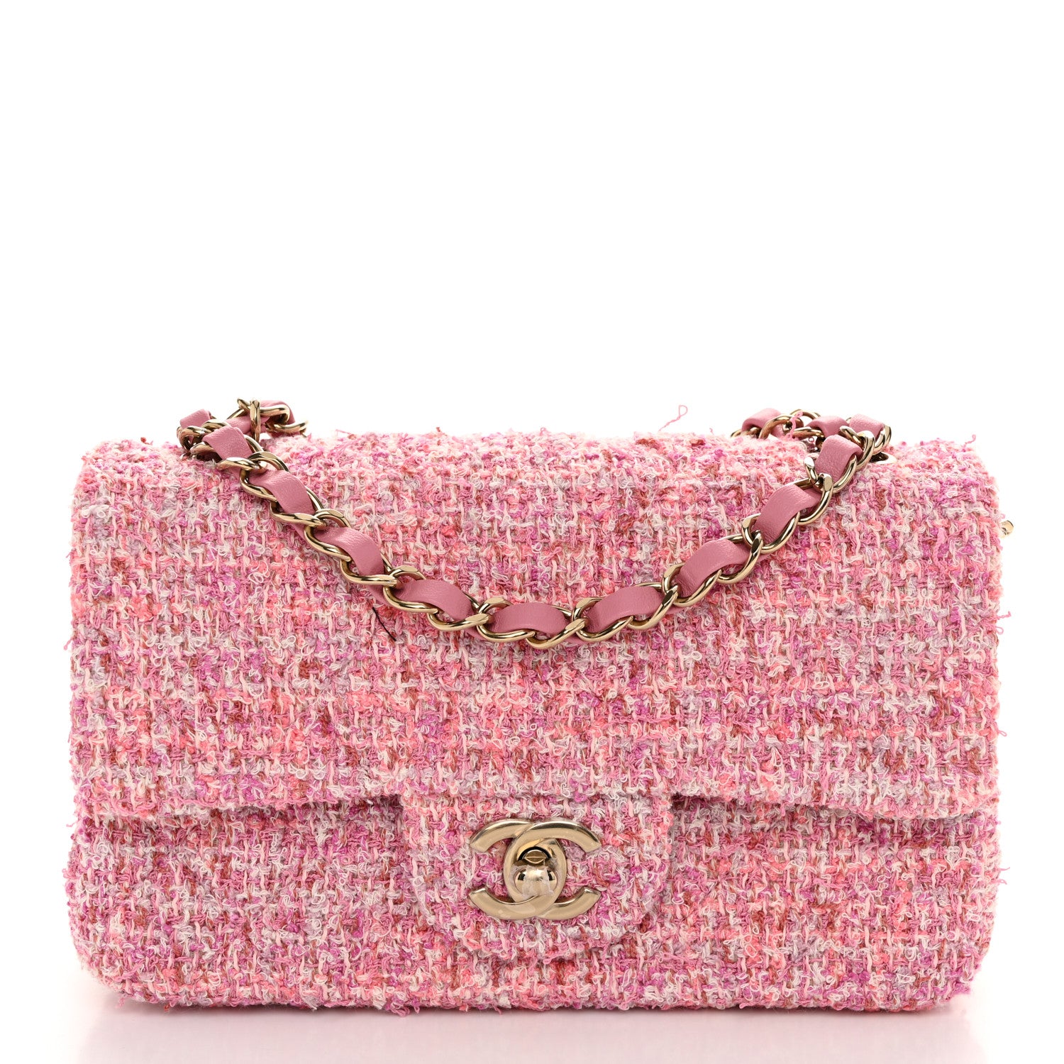 Chanel Tweed Quilted Mini Rectangular Flap Pink 1 of 11