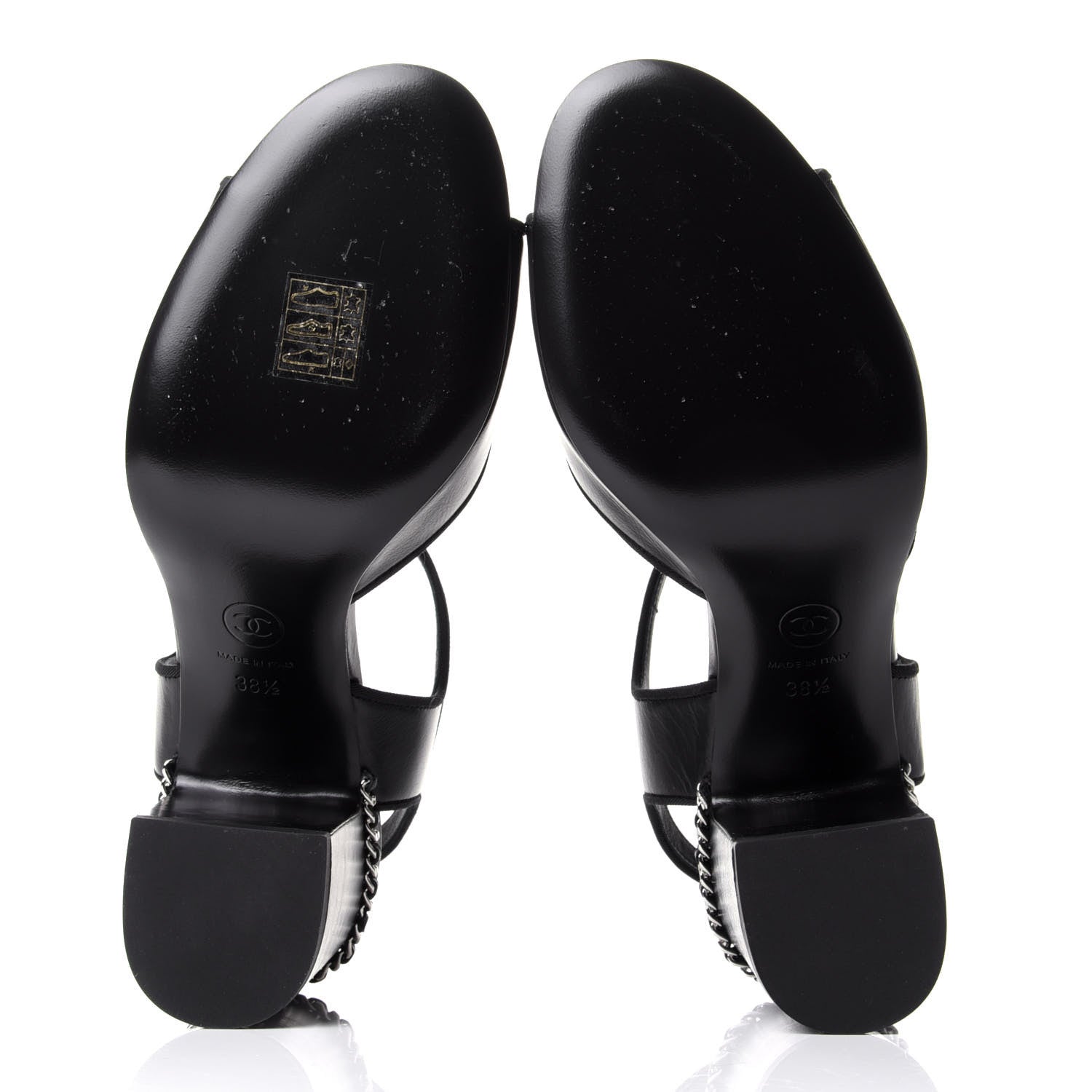Chanel Calfskin Chain CC Sandals 38.5 Black 7 of 11