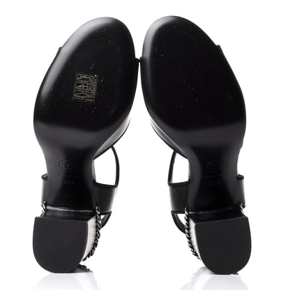 Chanel Calfskin Chain CC Sandals 38.5 Black 7 of 11