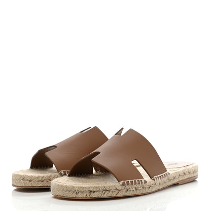 Hermes Calfskin Mens Antigua Espadrille Sandals 43 Naturel Safari 3 of 8