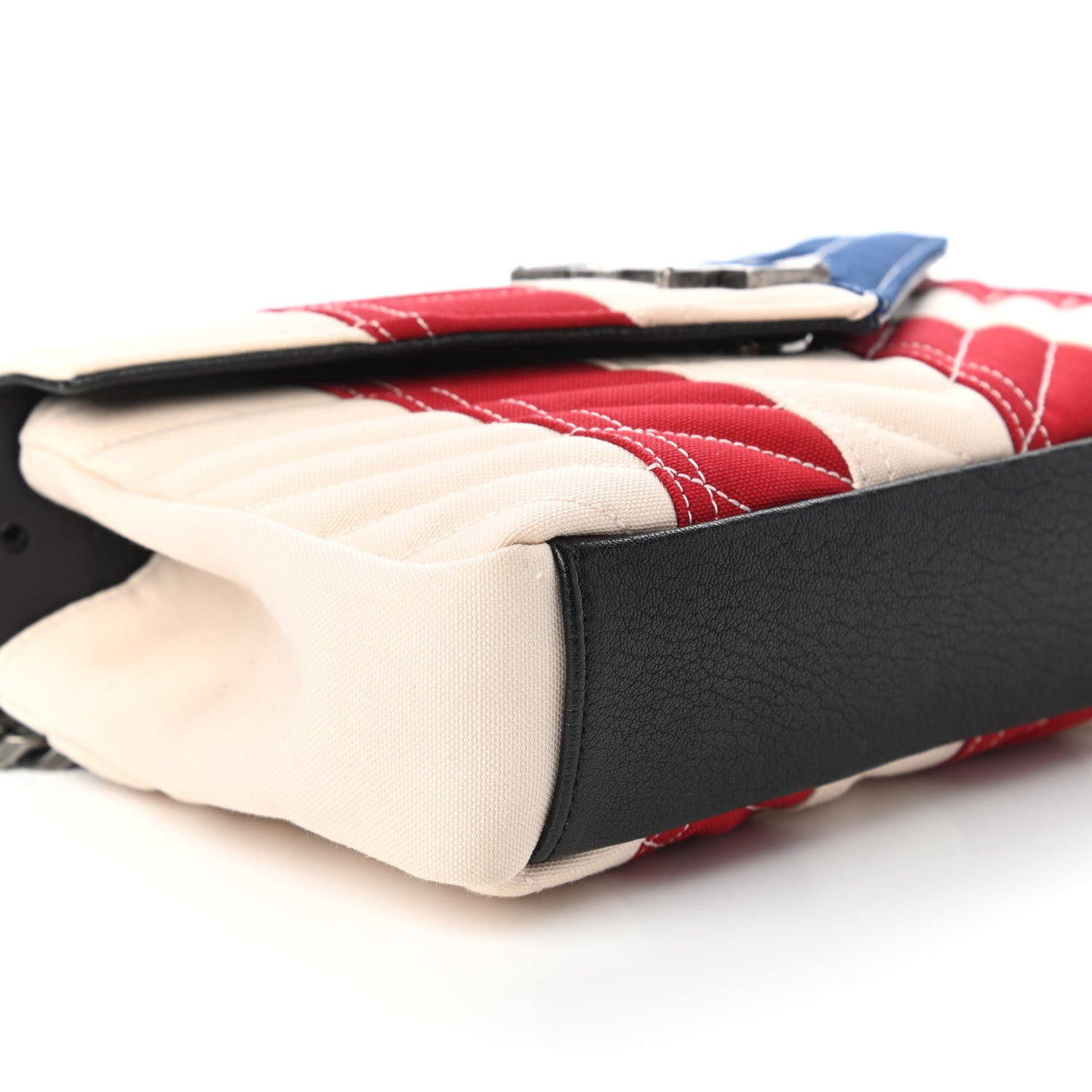 Saint Laurent Canvas Matelasse Chevron American Flag Monogram Medium College Bag Red Blue 6 of 10