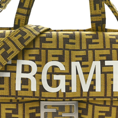 Fendi x FRGMT Woven Fabric Jacquard FF Embroidered Baguette Foldable Tote Mimosa 11 of 14