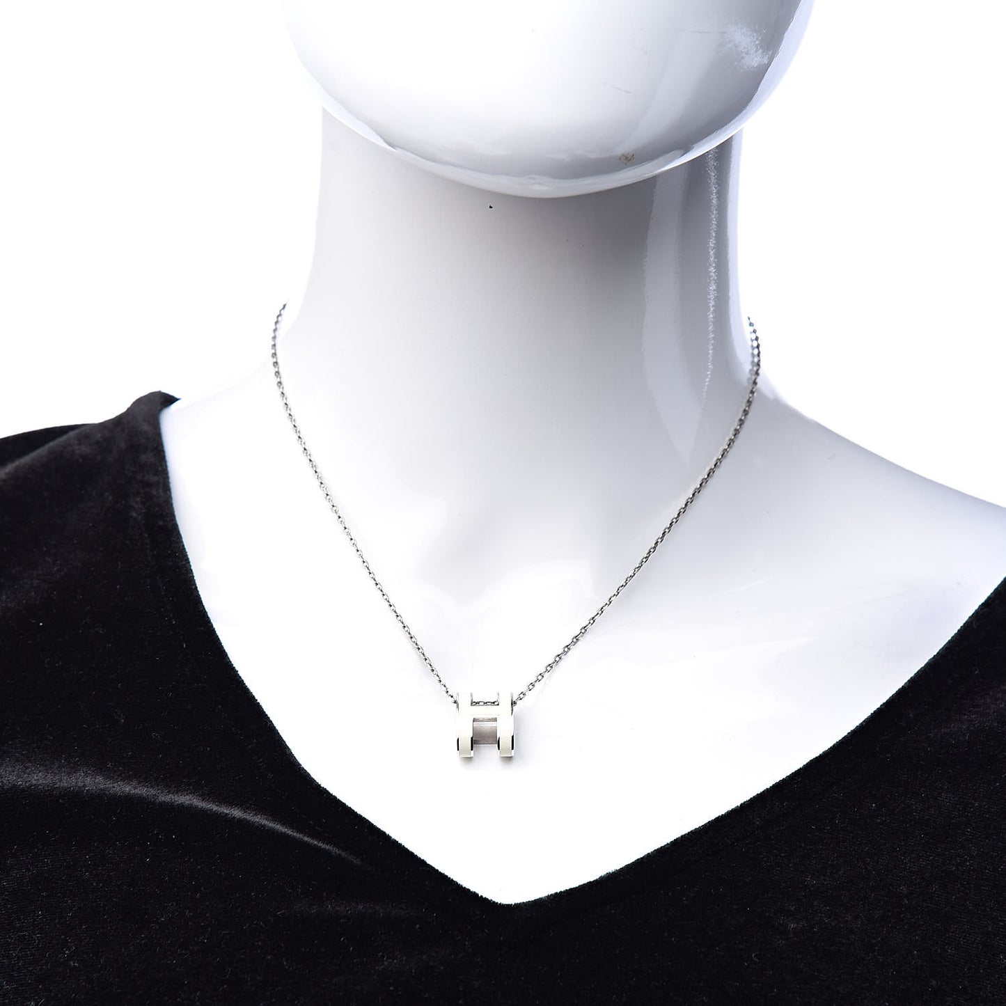 Lacquered Palladium Pop H Pendant Necklace White