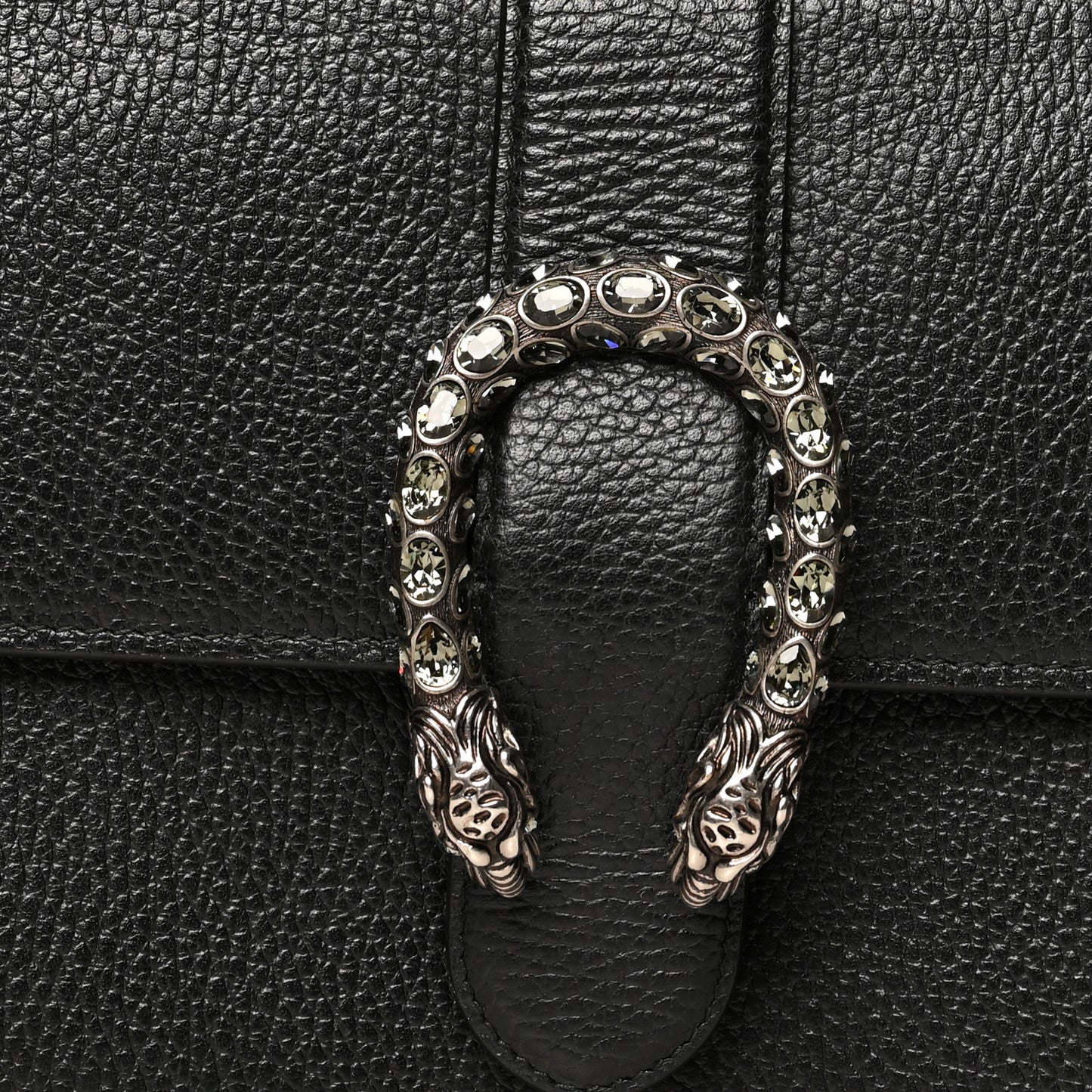 Dollar Calfskin Crystal Web Medium Dionysus Bamboo Top Handle Bag Black Black Diamond