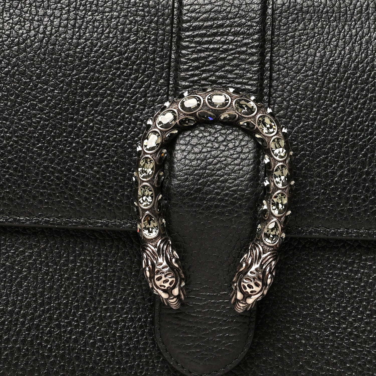 Gucci Dollar Calfskin Crystal Web Medium Dionysus Bamboo Top Handle Bag Black Black Diamond 9 of 14