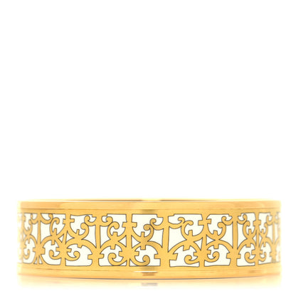 Hermes Enamel Printed Wide Balcons du Guadalquivir Bracelet L Gold 3 of 5