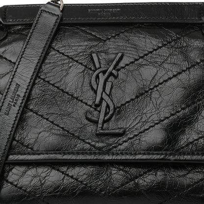 Saint Laurent Crinkled Lambskin Matelasse Monogram Baby Niki Chain Satchel Black 7 of 7
