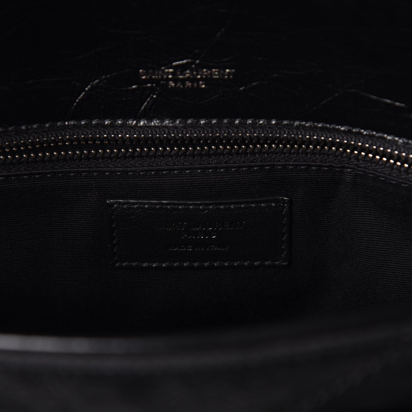 Crinkled Calfskin Matelasse Monogram Medium Niki Chain Satchel Black