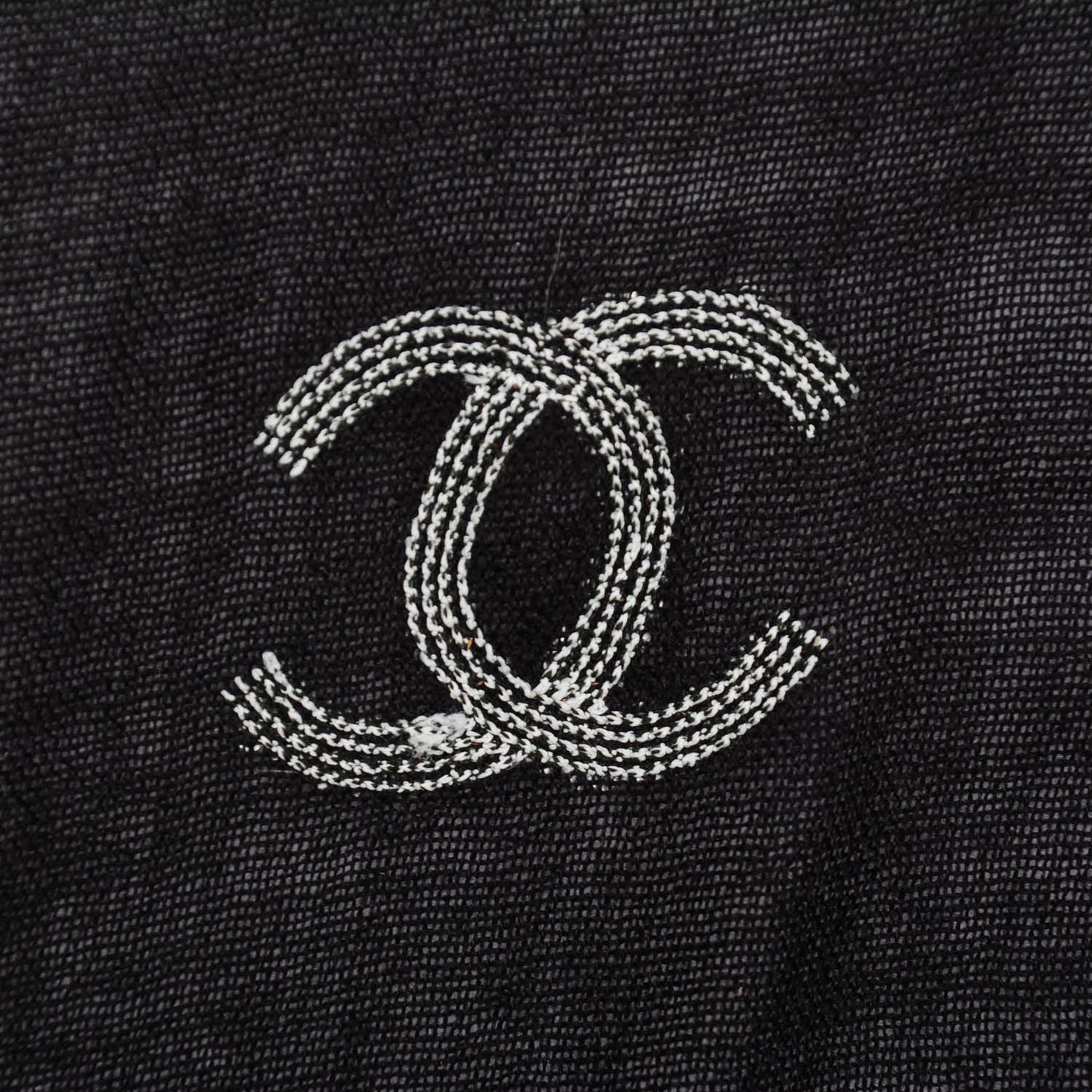 Cashmere Silk Wool Sequins CC Stole Black Silver