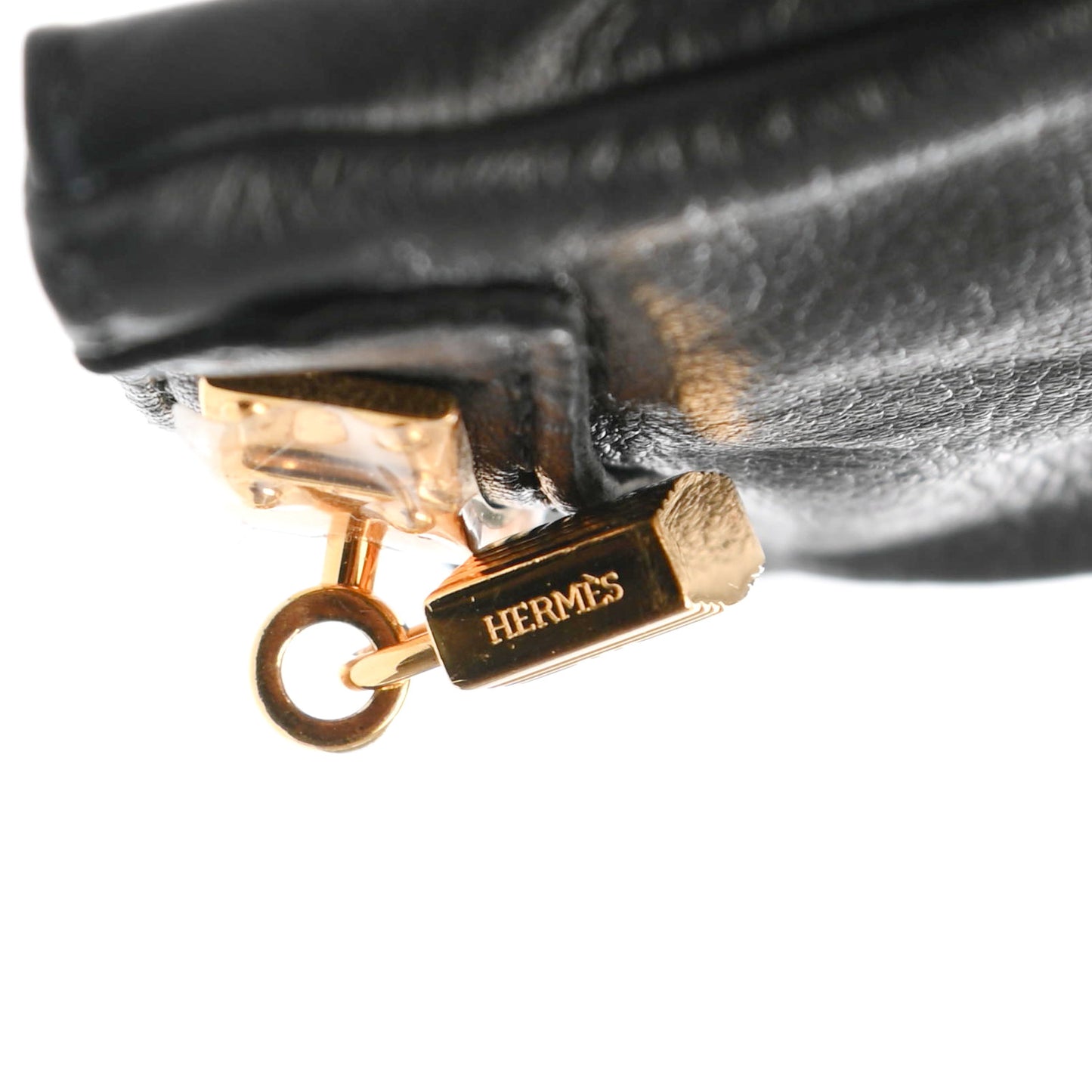 Lambskin Soya Kelly Lock Gloves 7 Black