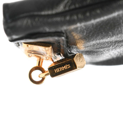 Hermes Lambskin Soya Kelly Lock Gloves 7 Black 6 of 6