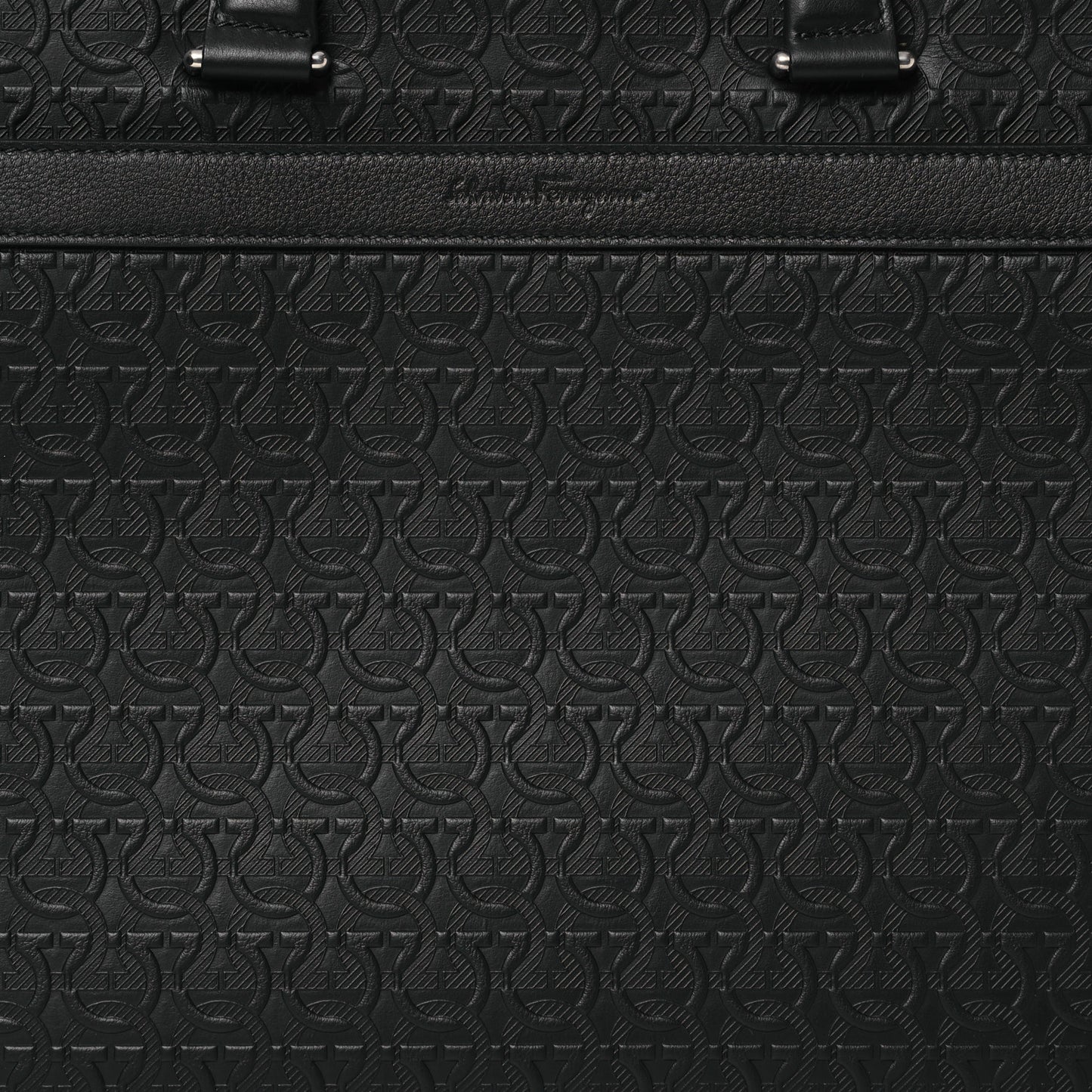 Calfskin Gancini Embossed Briefcase Black