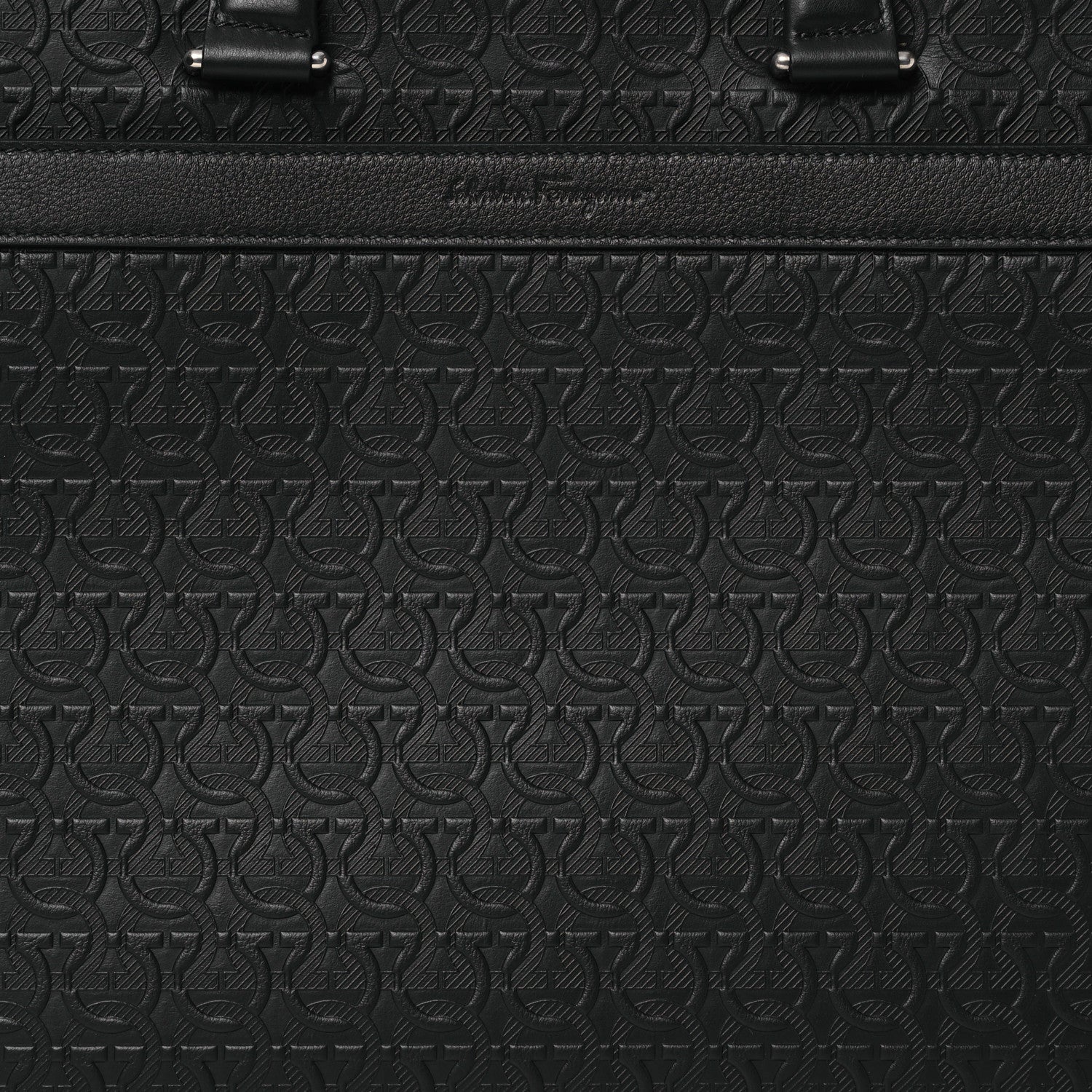 Salvatore Ferragamo Calfskin Gancini Embossed Briefcase Black 10 of 13