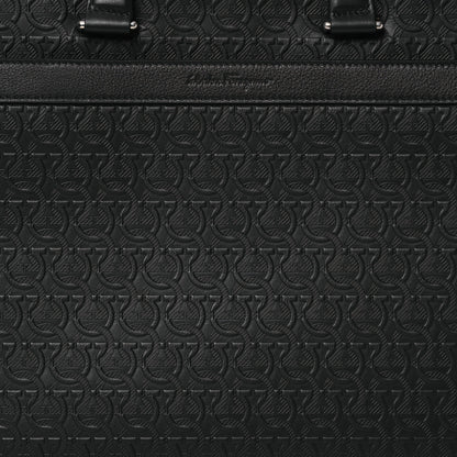 Salvatore Ferragamo Calfskin Gancini Embossed Briefcase Black 10 of 13