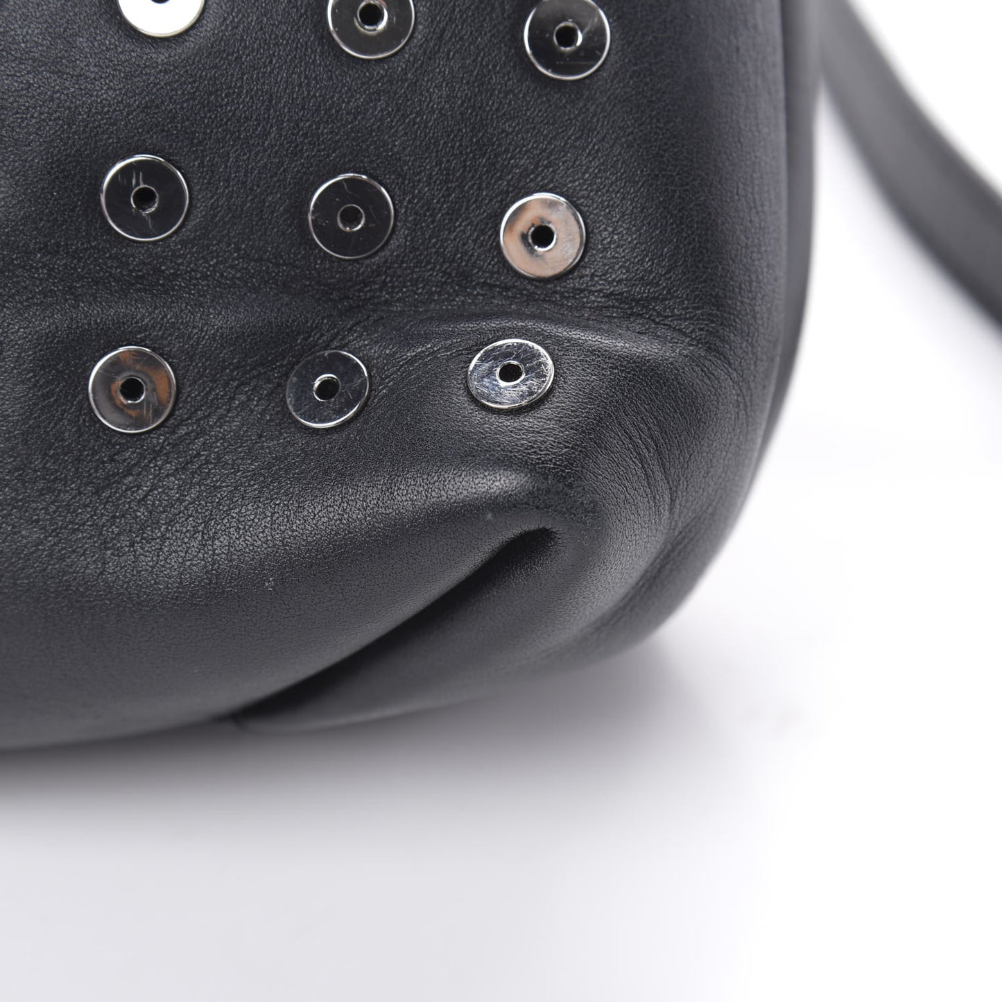 Lambskin Small Eyelets Marion Tote Black Silver Hardware