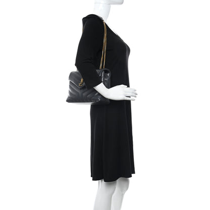Saint Laurent Calfskin Y Quilted Monogram Small Loulou Chain Satchel Dark Smog 2 of 8