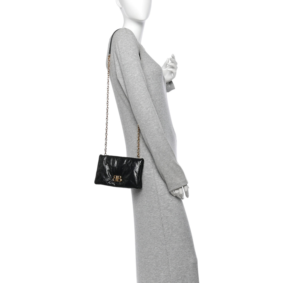 Balenciaga Arena Puffy Monaco Chain Shoulder Bag Black 2 of 11