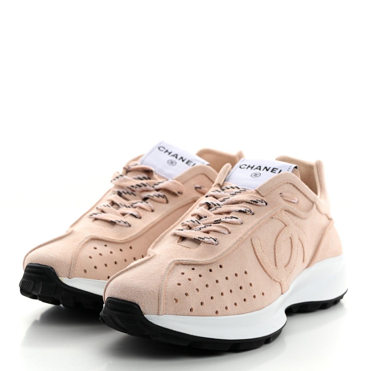 Chanel Suede Goatskin CC Sneakers 39.5 Light Pink 3 of 9