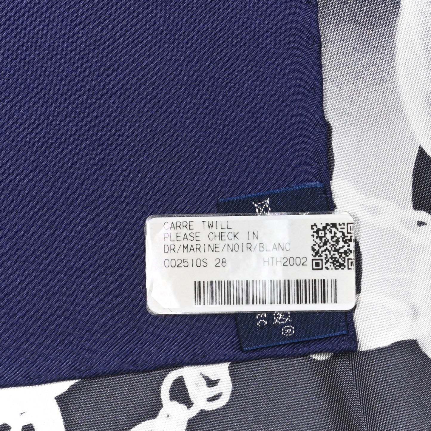 Silk Please Check In Scarf 90 Marine Black White