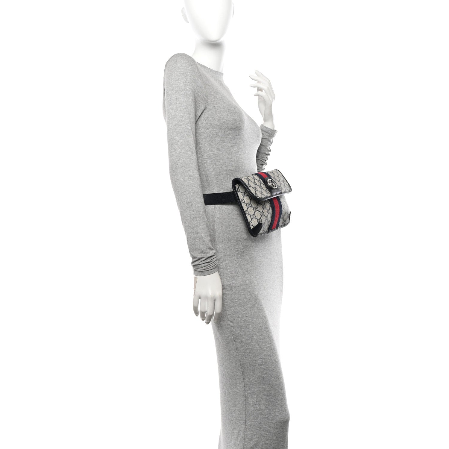 Gucci GG Supreme Monogram Web Small Ophidia Belt Bag 90 36 Beige Navy 2 of 11