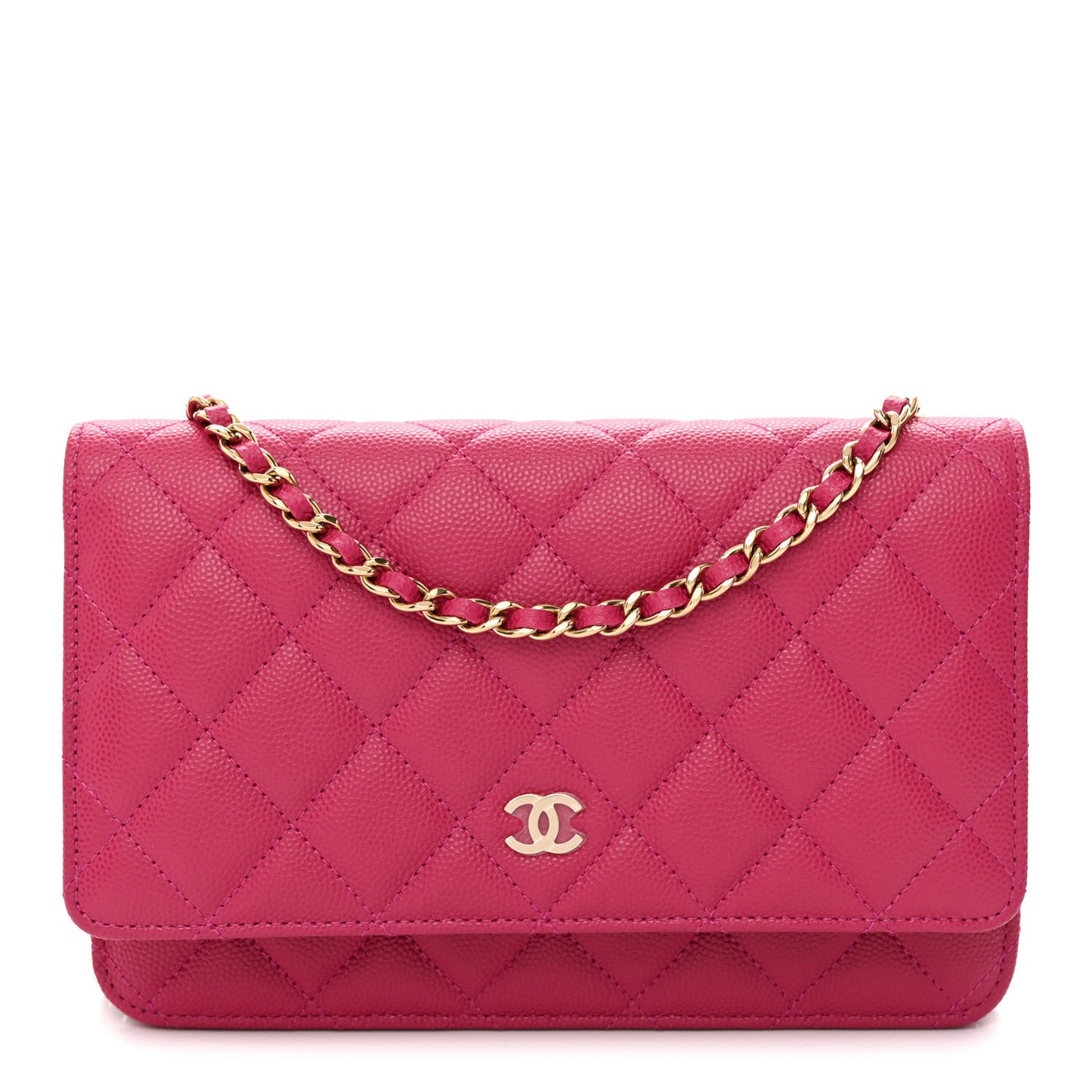 Caviar Quilted Wallet On Chain WOC Fuchsia