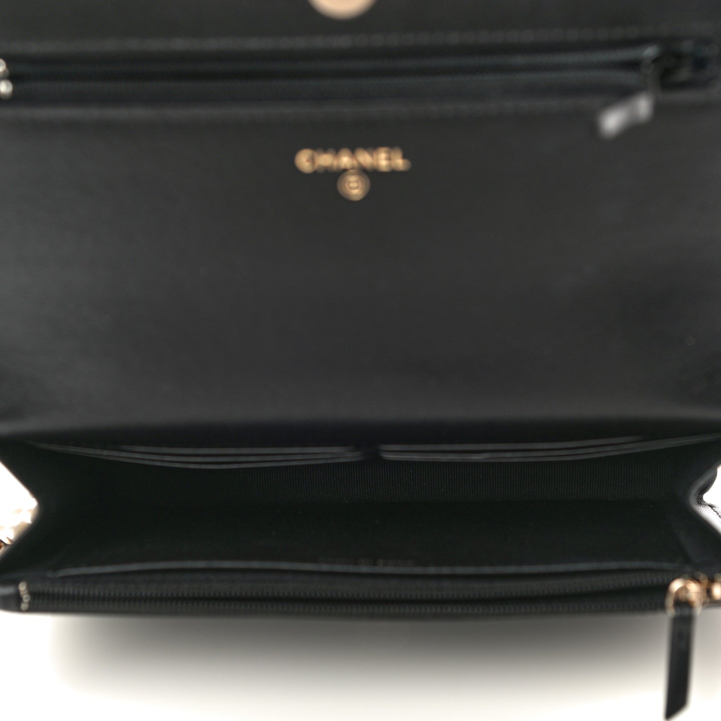 Lambskin Quilted Pearl Wallet On Chain WOC Black