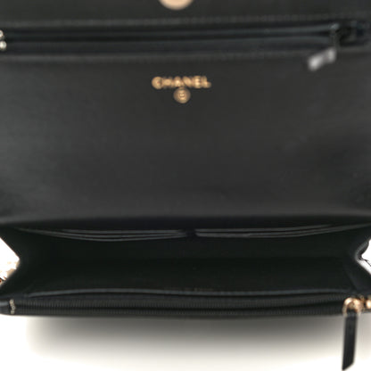 Chanel Lambskin Quilted Pearl Wallet On Chain WOC Black 7 of 13