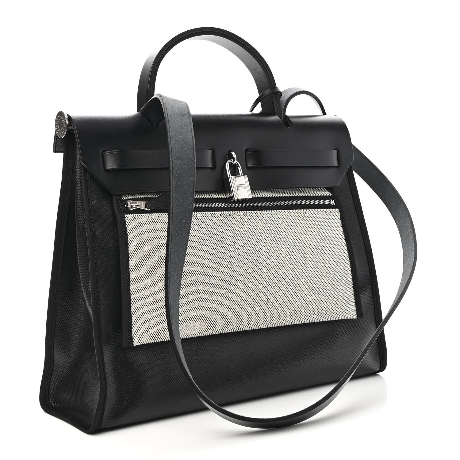 Hermes Toile H Berline Vache Hunter Herbag Zip PM 31 Black Ecru 4 of 10