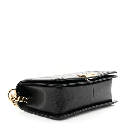 Chanel Caviar Chevron Quilted Medium Boy Flap Black 4 of 13