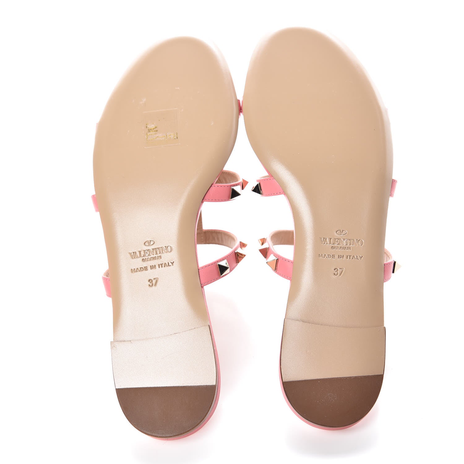 Valentino Garavani Nappa Rockstud Caged Flat Slide Sandals 37 Paradise Rose 5 of 9