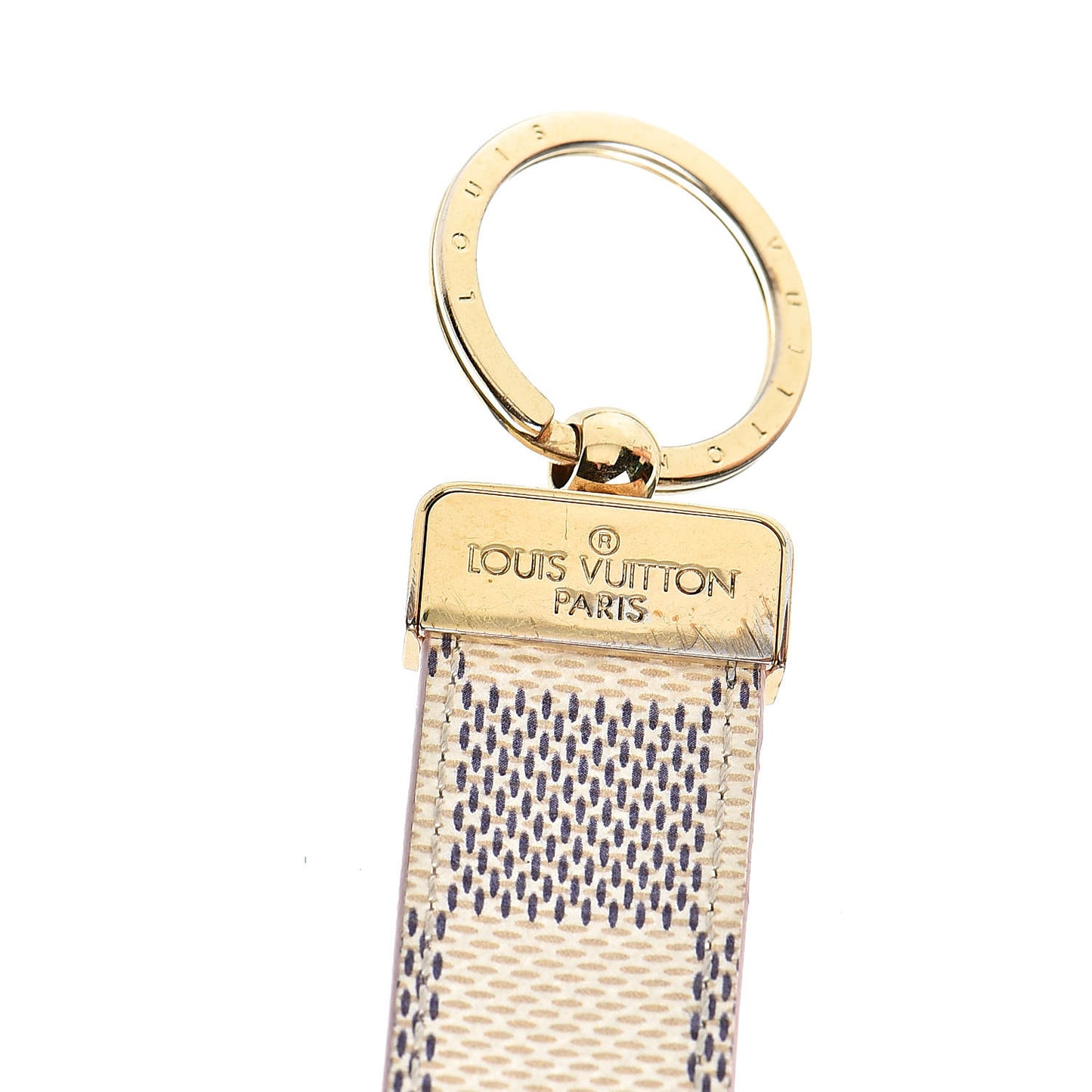 Damier Azur Dragonne Key Holder Rose Ballerine