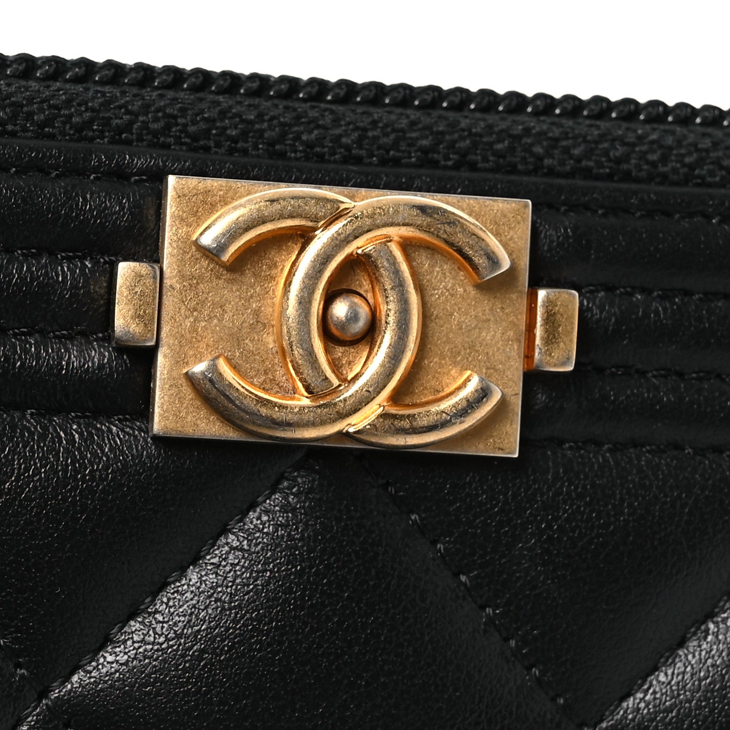 Chanel Lambskin Quilted Small Boy Zip Around Wallet Black 10 of 10