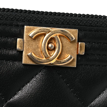 Chanel Lambskin Quilted Small Boy Zip Around Wallet Black 10 of 10