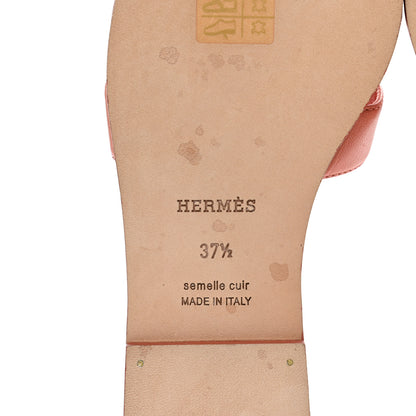 Hermes Goatskin Oran Sandals 37.5 Rouge Blush 6 of 10