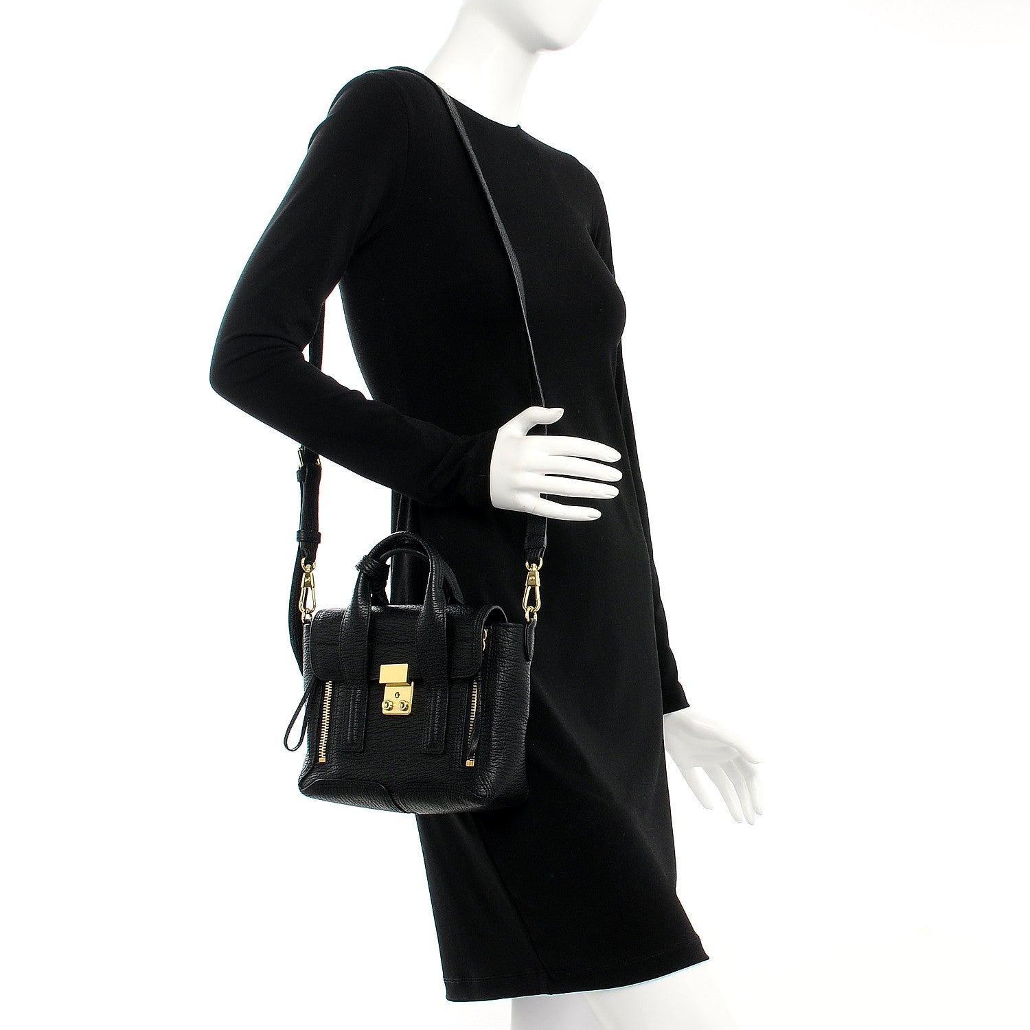 3.1 Phillip Lim 3.1 Textured Calfskin Mini Pashli Satchel Black 2 of 7
