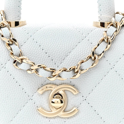 Chanel Caviar Quilted Nano Coco Handle Clutch With Chain Light Blue 8 of 11