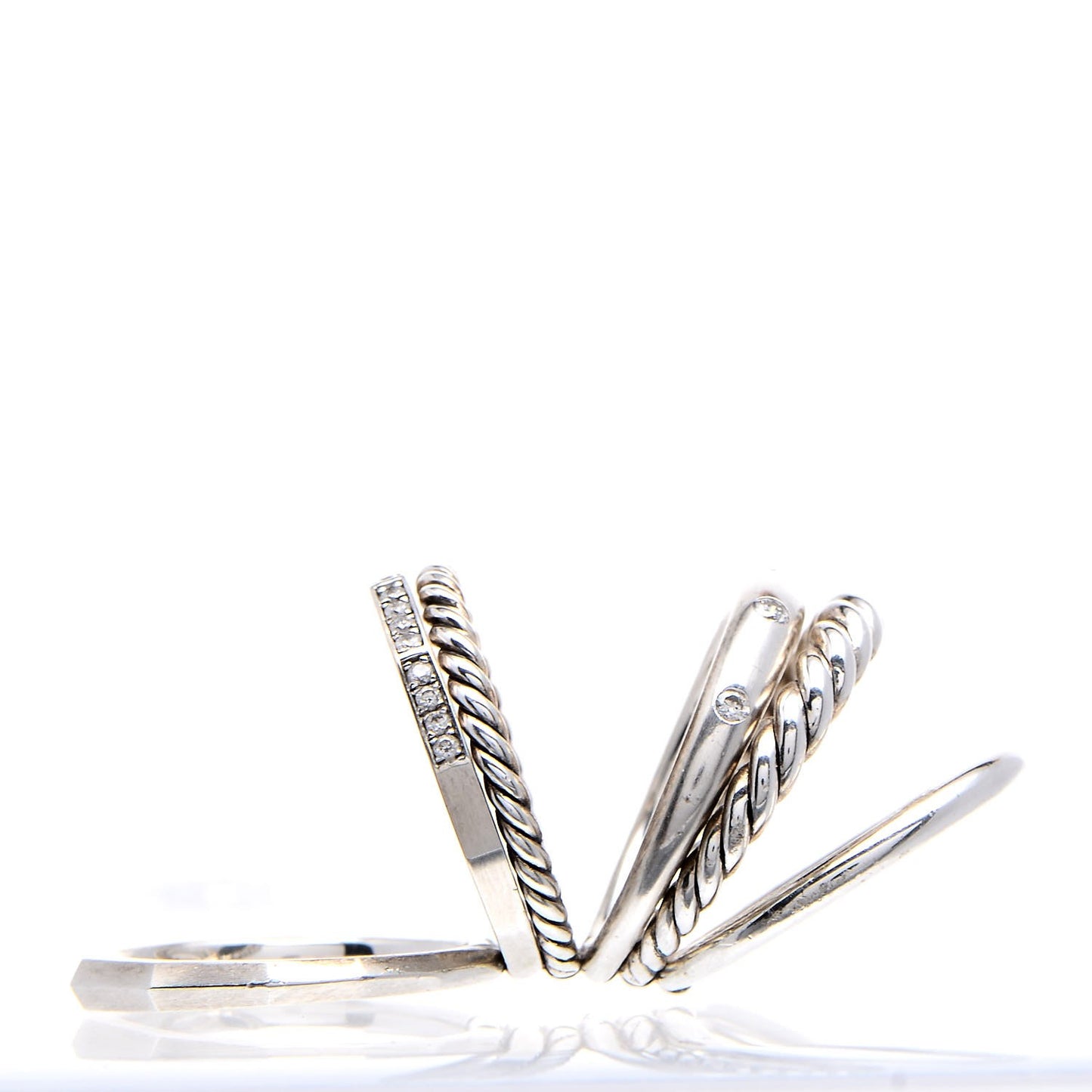 Sterling Silver Diamond 16mm Stax Wide Stacked Ring 49.3 5