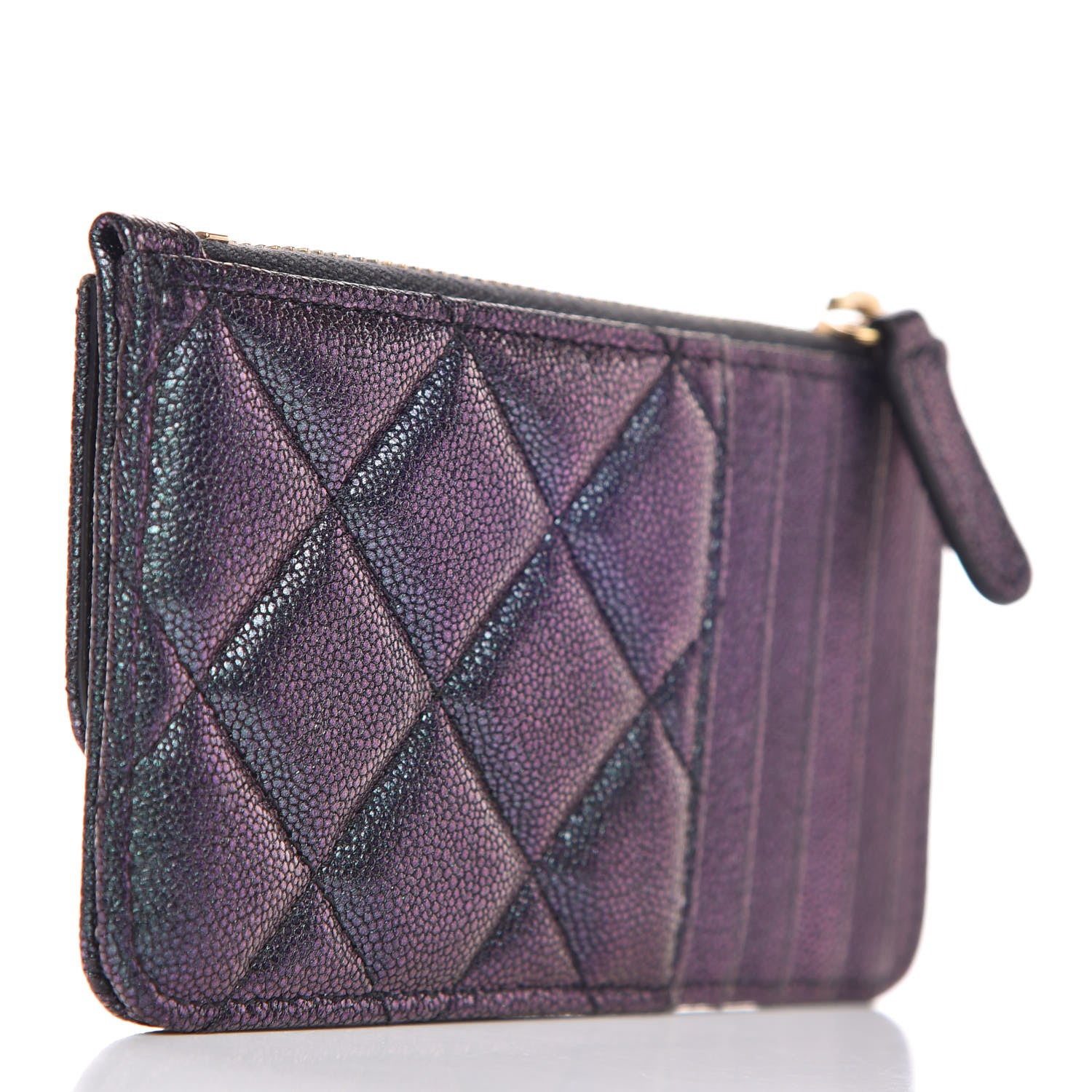Chanel Iridescent Caviar Quilted Flap Zip Card Holder Black 3 of 9