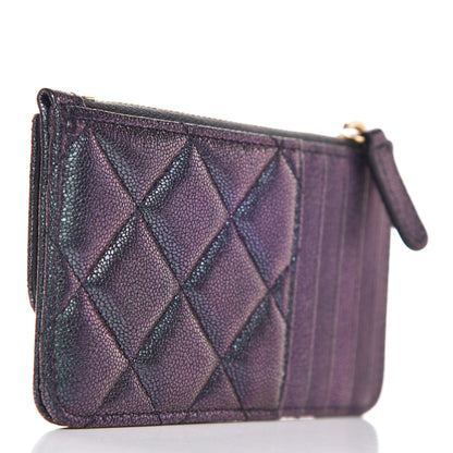 Chanel Iridescent Caviar Quilted Flap Zip Card Holder Black 3 of 9