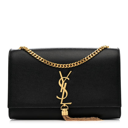 Saint Laurent Grain De Poudre Medium Classic Monogram Kate Tassel Satchel Black 1 of 13